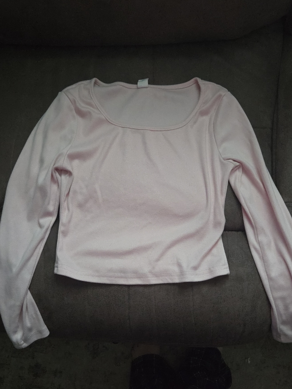 SHEIN Light Pink Long Sleeve Scoop Neck Top